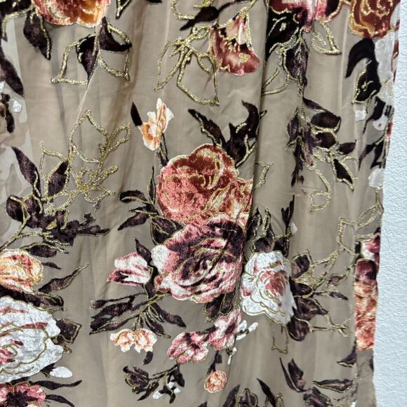 Baltic Born Uma Velvet Maxi Dress Beige Small Floral Shimmer NO BELT - Picture 9 of 13
